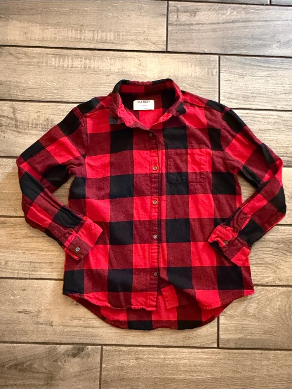 Old Navy Red and Black Buffalo Plaid Button-Up Shirt